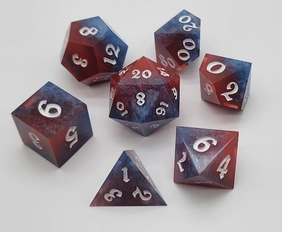Handmade Resin Dice Set - "Frostfire&quo...