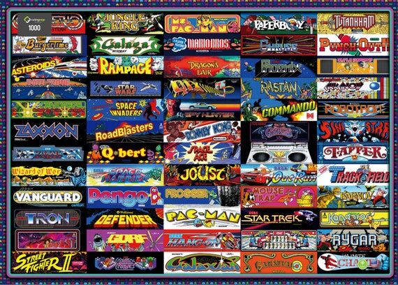 Retro Arcade Marquees Puzzle, 80s Nostalgia...