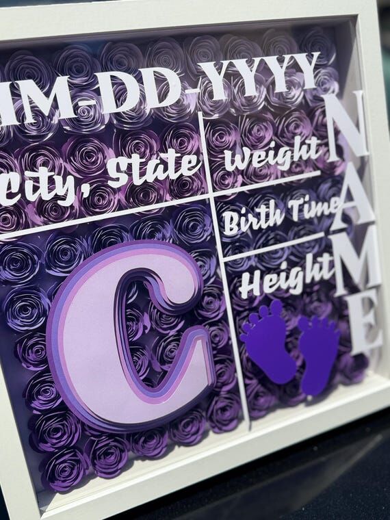Personalized Baby Birth Announcement Shadow B...