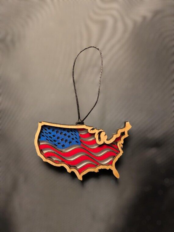 3D Layered Wavy USA Ornament...