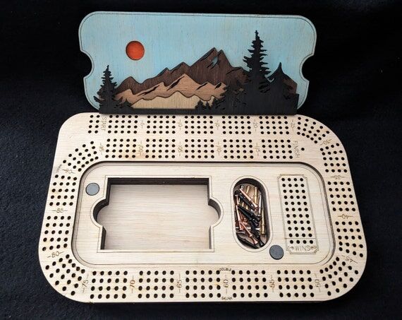 Mountain Layered Cribbage Board...