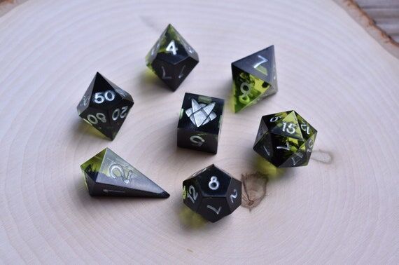 Deep Sea Warlock Dice Set - Black and Green S...