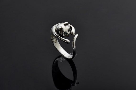 Sterling Silver Cat Ring: Green Cubic Zirconi...