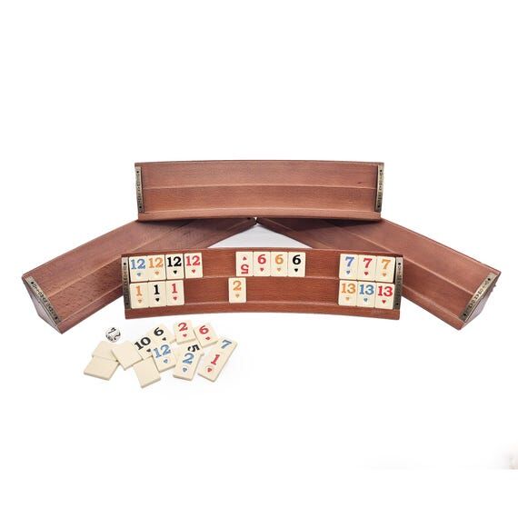 Walnut Wooden Rummy Cube Game Set – Family ...