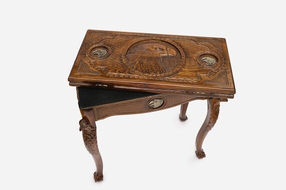Engraved Eagle Chess Table, Wooden Chess Set,...