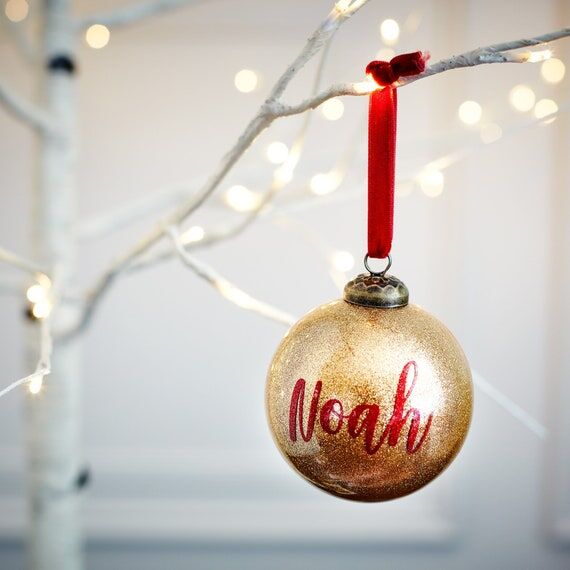 Glitter Gold Personalised Christmas Tree Orna...