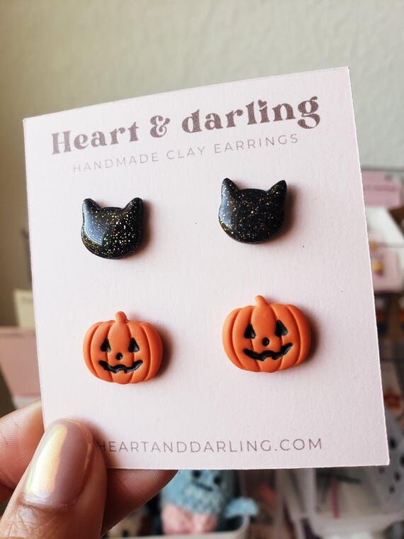 Halloween Earrings | Jacko lantern Stud Earri...