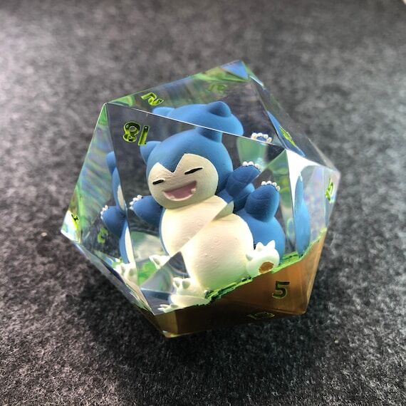 50mm Resin Pokemon Dice with Snorlax Miniatur...
