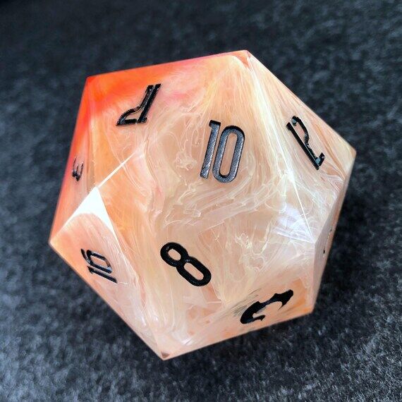 Oversized Orange Peach Swirl Resin D20 Dice ...