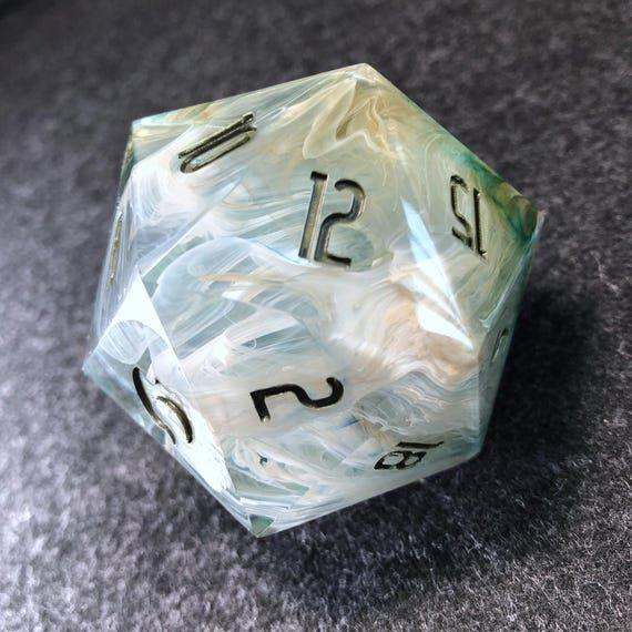 Tidal Treasures Resin D20 Dice, Handmade Petr...