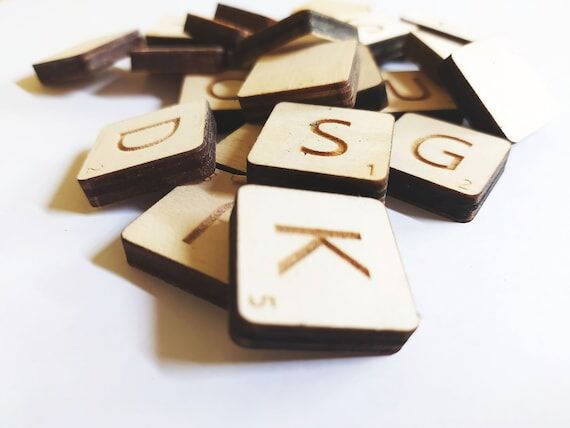 Wooden Scrabble Tiles: English Alphabet Set, ...