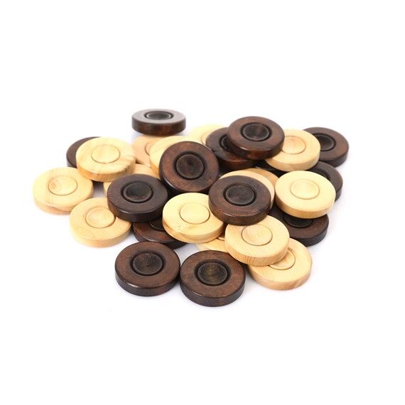35 mm Boxwood Backgammon Checkers Antique Bro...
