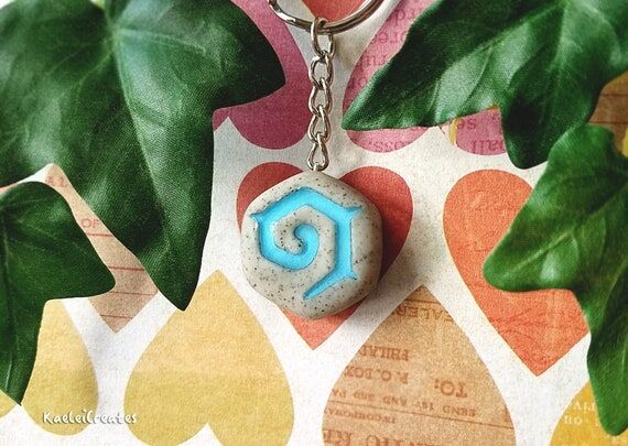 Handmade Hearthstone Keychain: Polymer Clay G...