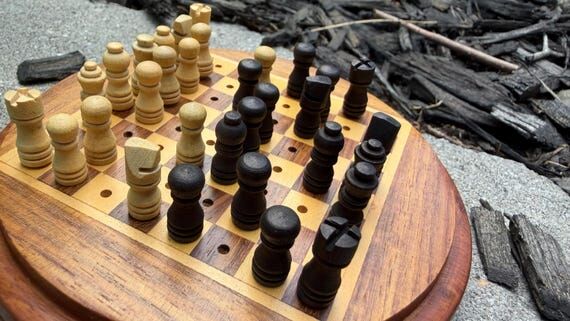 Handcrafted Wooden Travel Chess Set – Peg S...