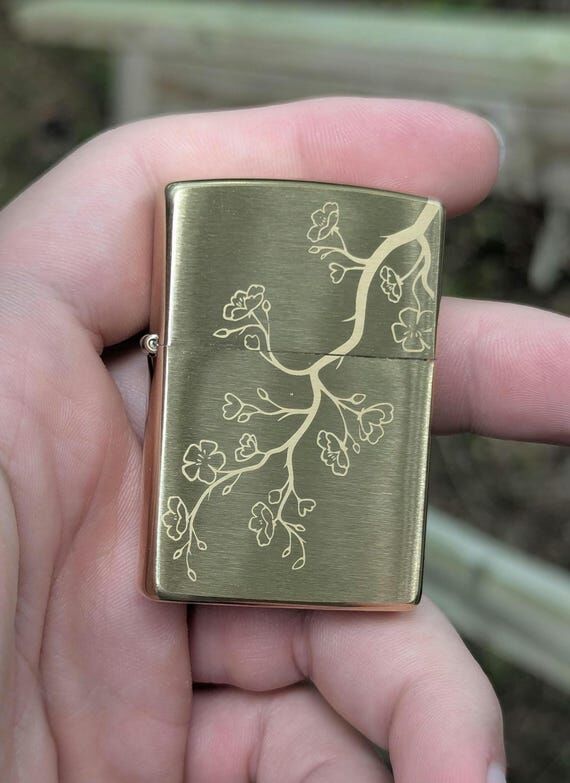 Japanese Cherry Blossom Zippo Lighter, Laser ...
