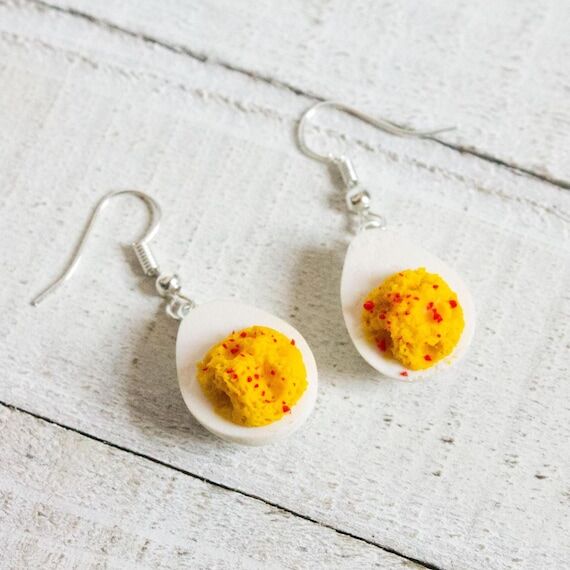 Deviled Egg Earrings: Quirky Handmade Polymer...