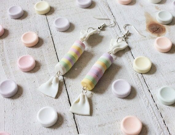 Candy Tablet Earrings: Handmade Quirky Polyme...