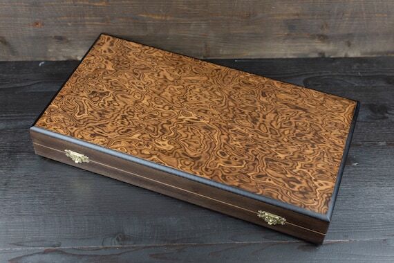 Handmade Walnut Wood Backgammon Set - Hand Ca...
