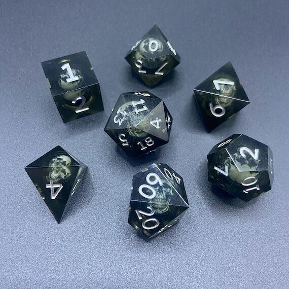 Skeleton Dice, Handmade Sharp Edge Resin Dice...