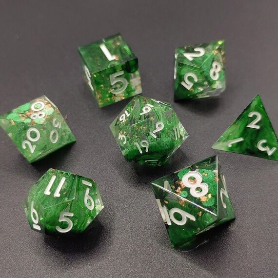 Emerald Green Dice Set for DnD, Resin Polyhed...