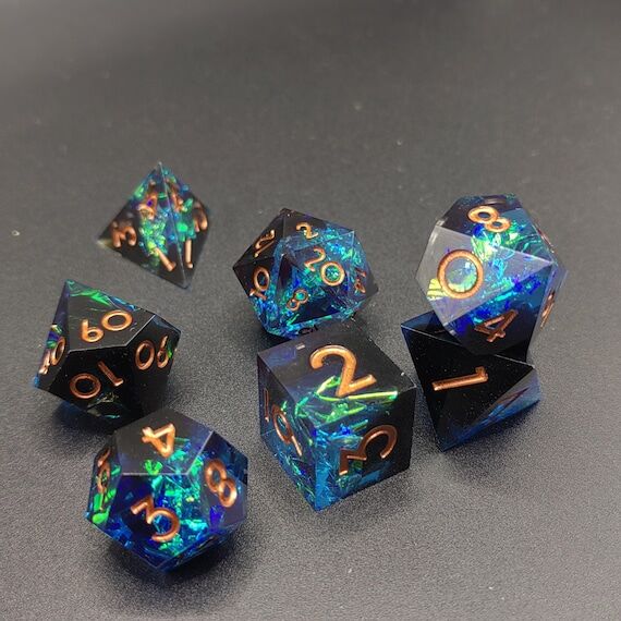 Aurora Crystal Dice Set, Cosmic Energy Resin ...