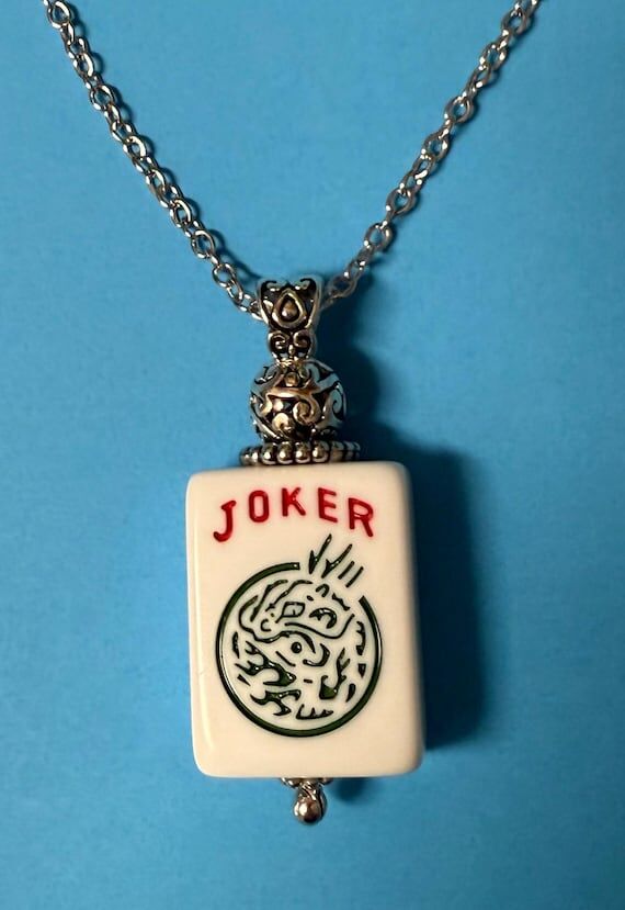 Mahjong Joker Tile Pendant Necklace...