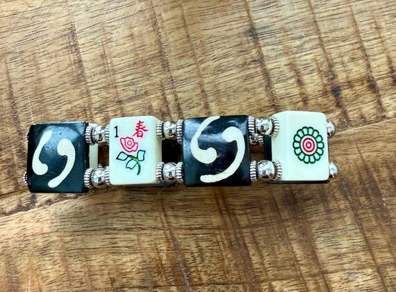 Mahjong Unique Handmade Bracelet with Vintage...