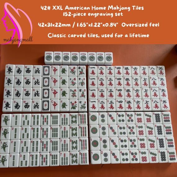 XXL American Mahjong Set, Engraved Tiles, Han...
