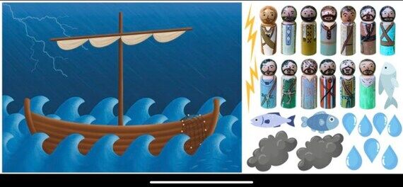 Window sticker scene for children, bible stor...