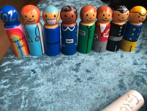 Peg doll set, People who help us, peg set., n...