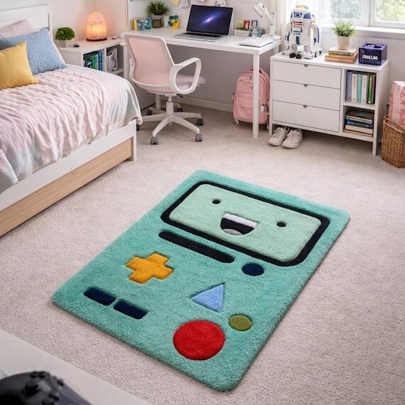 Retro Game Console Tufted Rug, Cute Cartoon C...