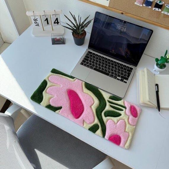 Handmade Floral Tufted Keyboard Rug, Abstract...