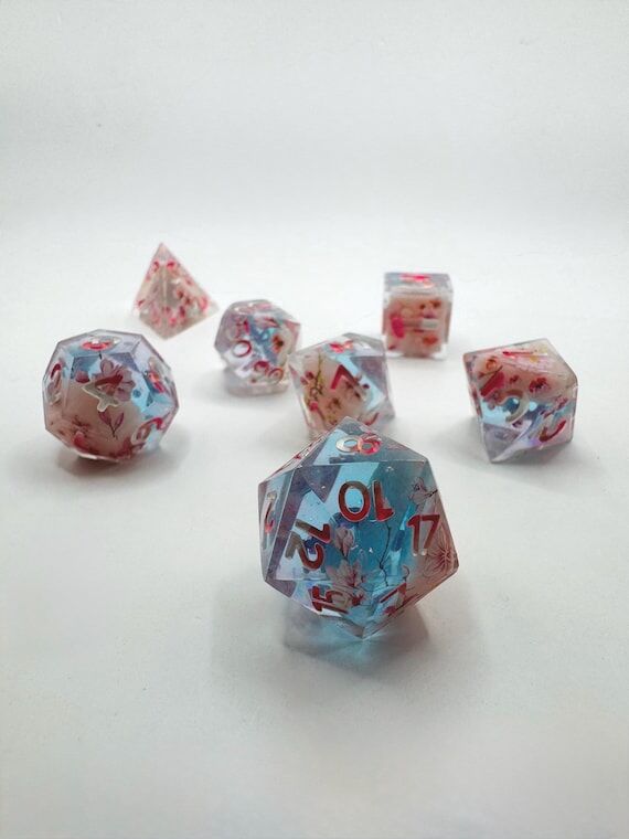 Handmade Cherry Blossom Dream Resin Dice Set ...
