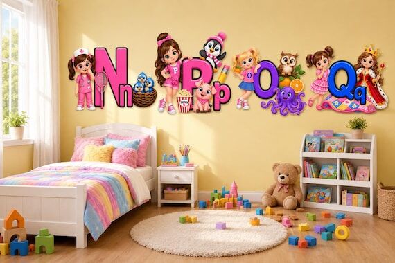 Alphabet Letters Fabric Wall Decals N–Z | N...