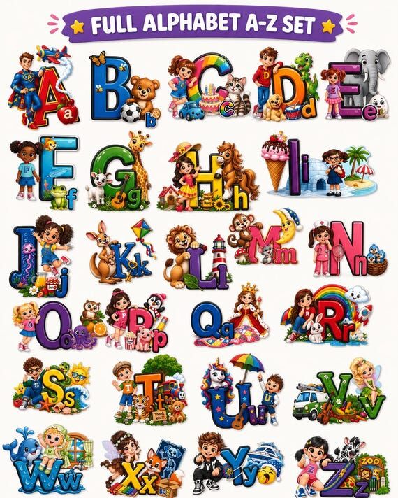 Alphabet Letters Fabric Wall Decals A–M | N...