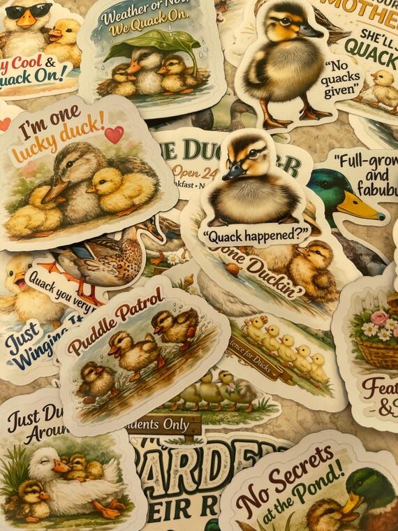 Duckling Watercolor Stickers | Pond Life Quot...