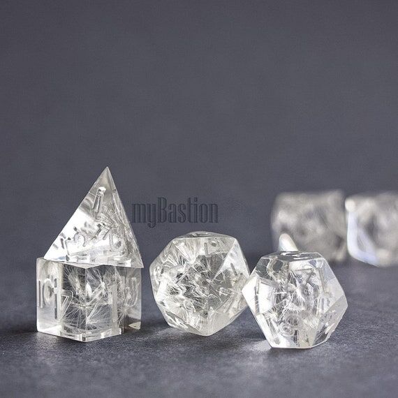 Handmade Dandelion Seed Polyhedral Dice Set f...