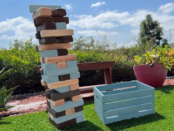 Giant Tumble Tower Game: Stained Wood Blocks,...