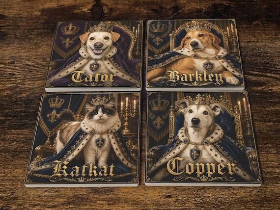 Custom Pet Royal Portrait Coasters – Person...
