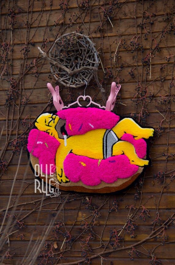 Sleeping Homer in Pink Donut - 3D Tufted Rug,...