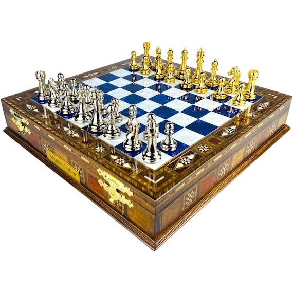 Personalized Handmade Wooden Chess Set: Mosai...
