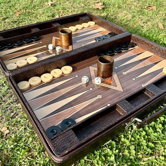 Personalized Leather Backgammon Set, Handmade...