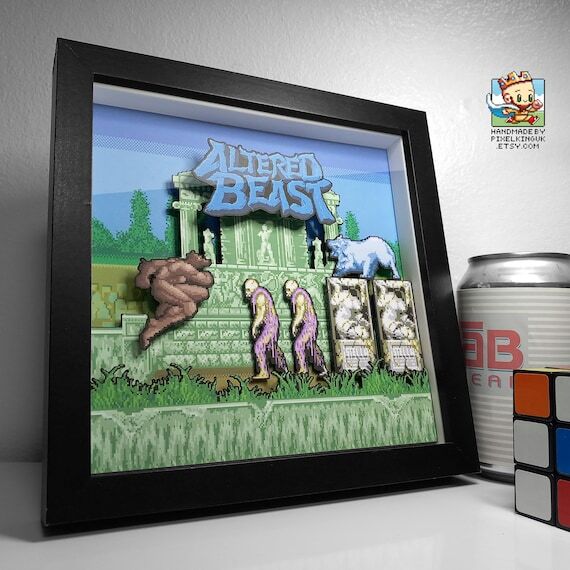 Altered Beast layered Pixel Art Shadow Box - ...