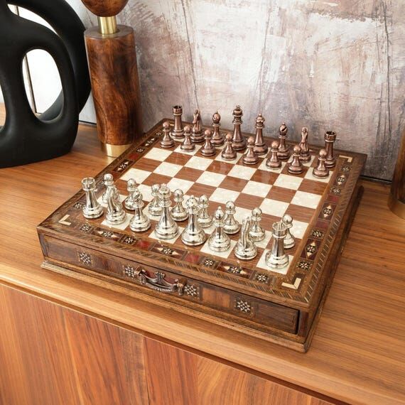 Luxury Chess Set - Handmade Wood Board with M...