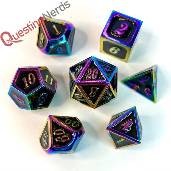 7 Piece Metal Dice Set- "Nocturnal Nebul...