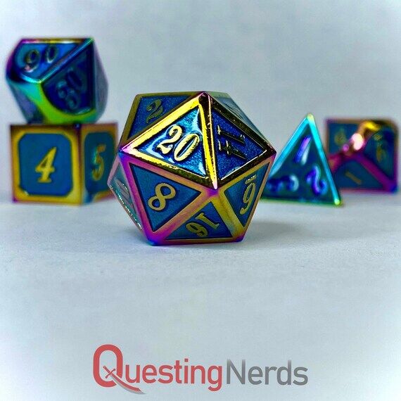 7 Piece Metal Dice Set- "Sapphire Spectr...