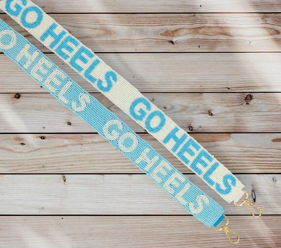 Handmade customized beaded game day bag strap...