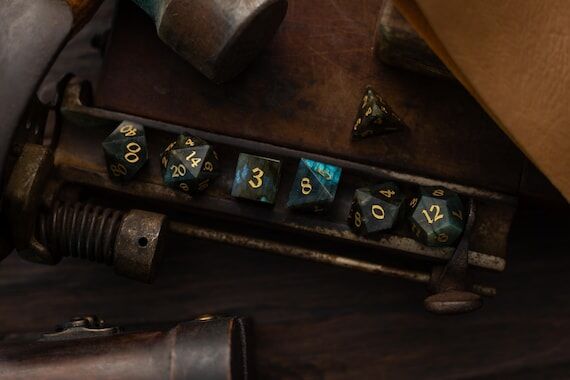 Labradorite Gemstone Dice (And Box) Polyhedra...