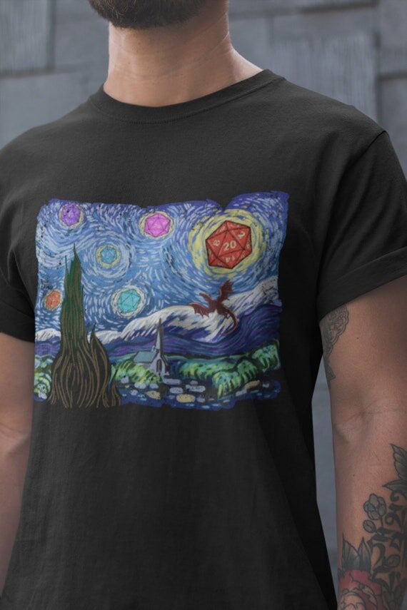 D20 Starry Night, Unique D20 Tshirt, Dnd Love...