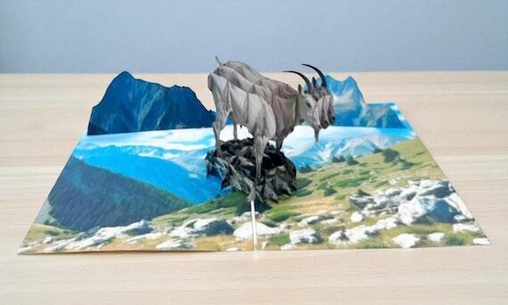 Mountain Goat 3D Pop-Up Card: Handmade Birthd...
